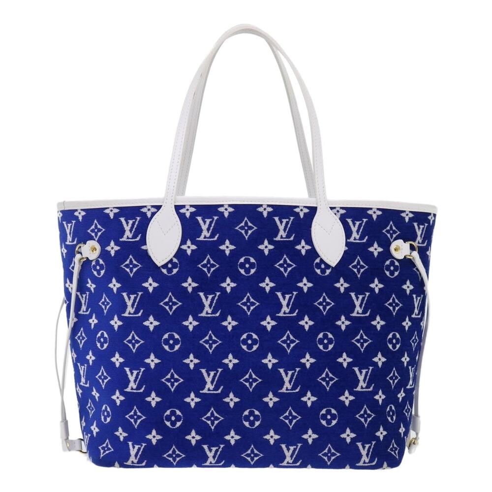 Louis Vuitton Monogram Velvet Jaguar Neverfull MM Tote Bag Blue
